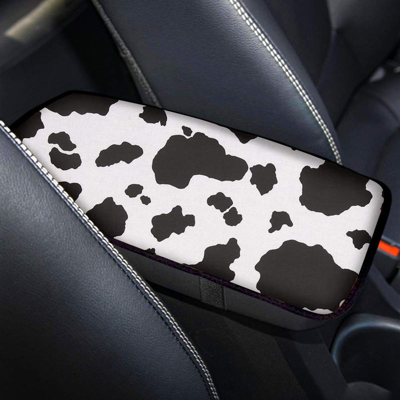 Dreaweet Stylish Cow Print Auto Center Console Pad,Car Armrest Pad Car Armrest Seat Box Cover Protector for Most Vehicle, SUV, Truck, Car - Image 1